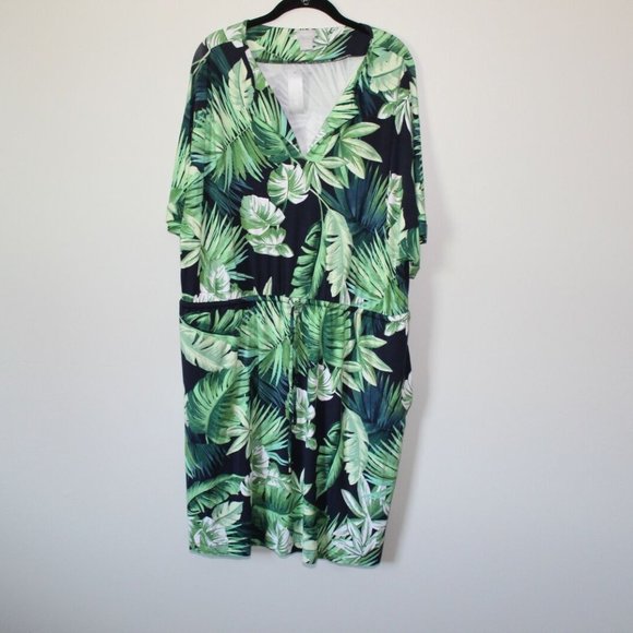 NWT Chico's Tropical Print Tie Waist Dress Palm Tie Women's Size 3 16/18 H12956 - Picture 2 of 12